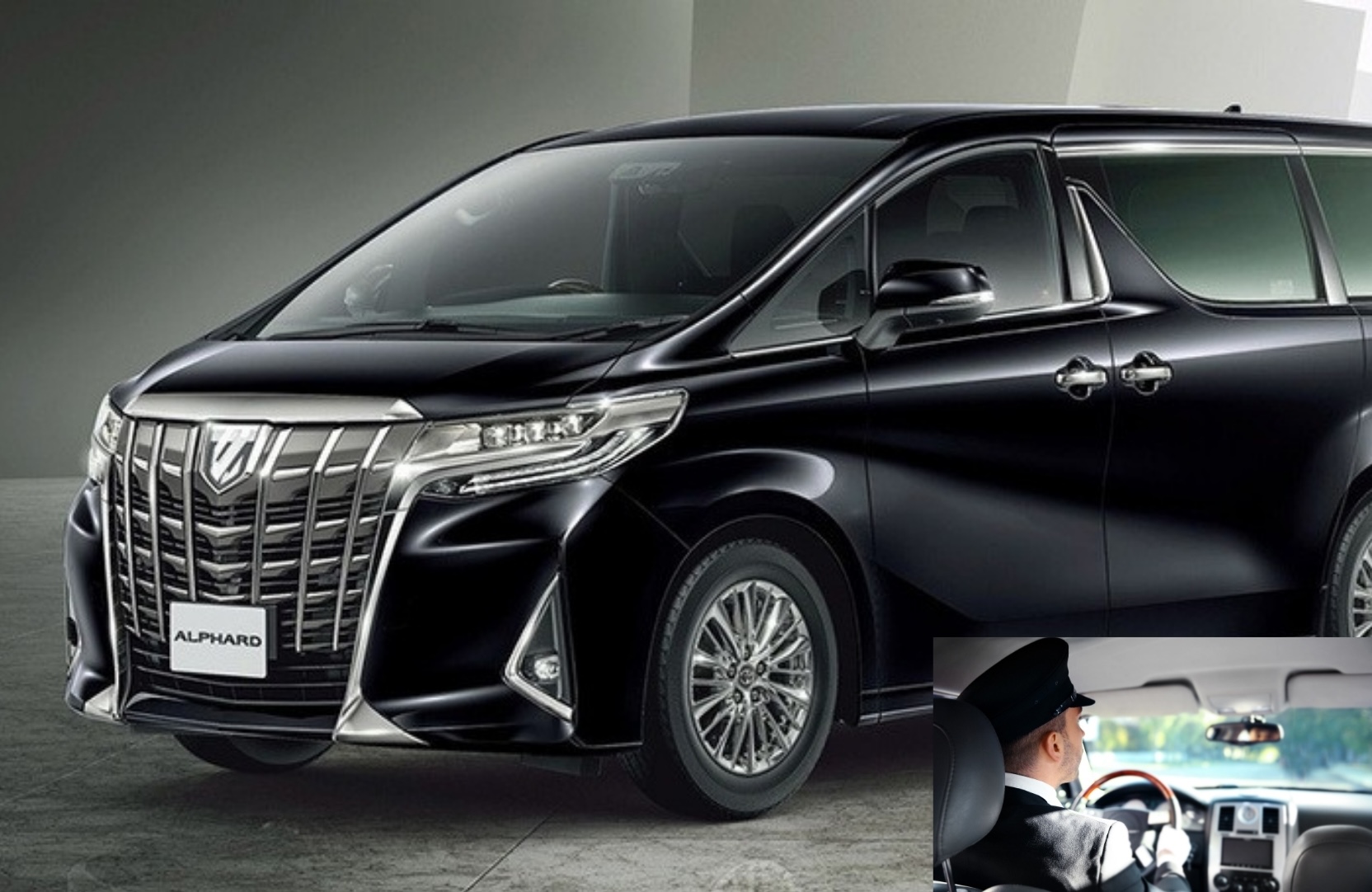 Black Toyota Alphard airport limousine